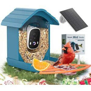 Smart Bird Feeder with Camera Solar Powered for Outdoors 2K FHD AI Recognition B